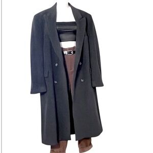 Vintage J. G. Hook Charcoal Double Breasted Mens Long Overcoat Sz M